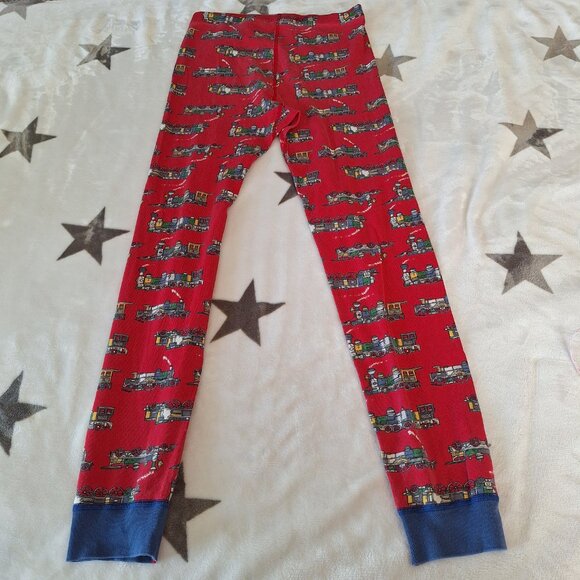 Hanna Andersson Size US 10‎ EU 140 Organic Cotton Long John Pajamas Red Trains - Picture 11 of 11